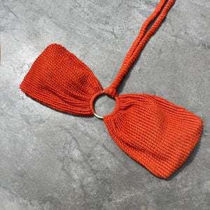 Paprika Orange Textured Strapless Bikini Top