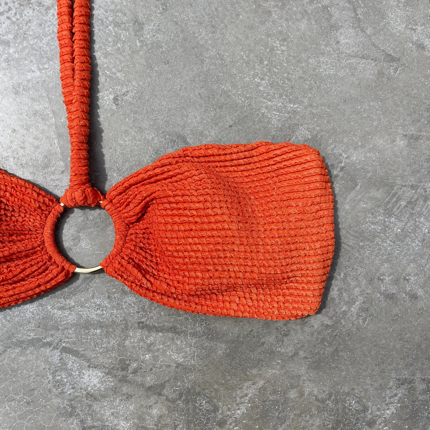 Paprika Orange Textured Strapless Bikini Top