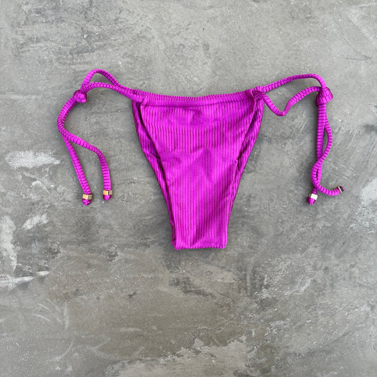Purple Orchid Ribbed Curtain Side Tie Bikini Bottom