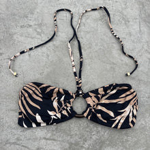 Load image into Gallery viewer, Bleached Leaves Black Strapless Bikini Top
