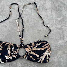 Load image into Gallery viewer, Bleached Leaves Black Strapless Bikini Top
