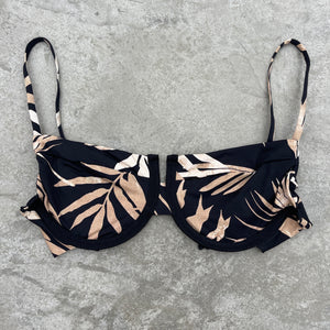 Bleached Leaves Black Cambrie Bikini Top