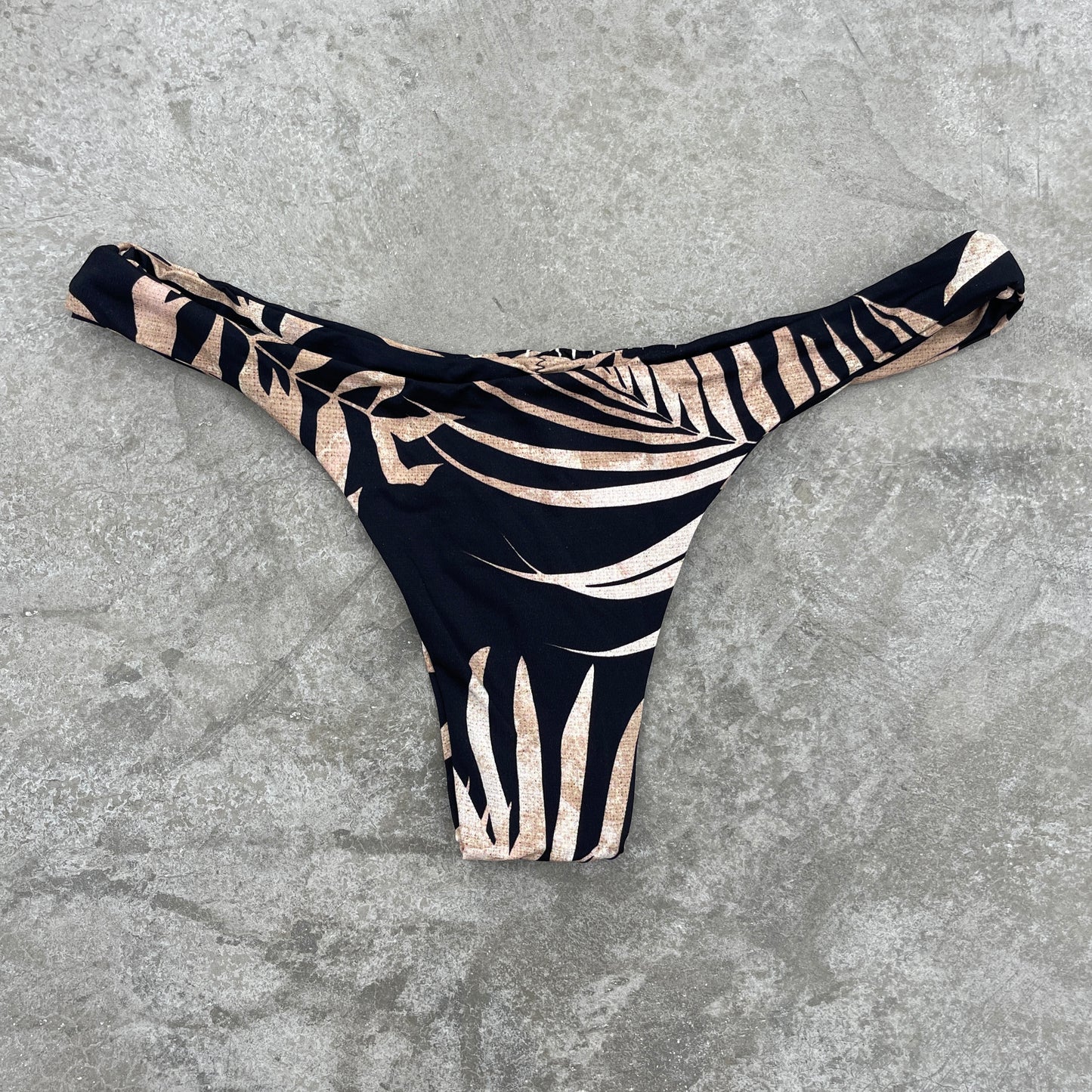 Bleached Leaves Black Kiki Bikini Bottom