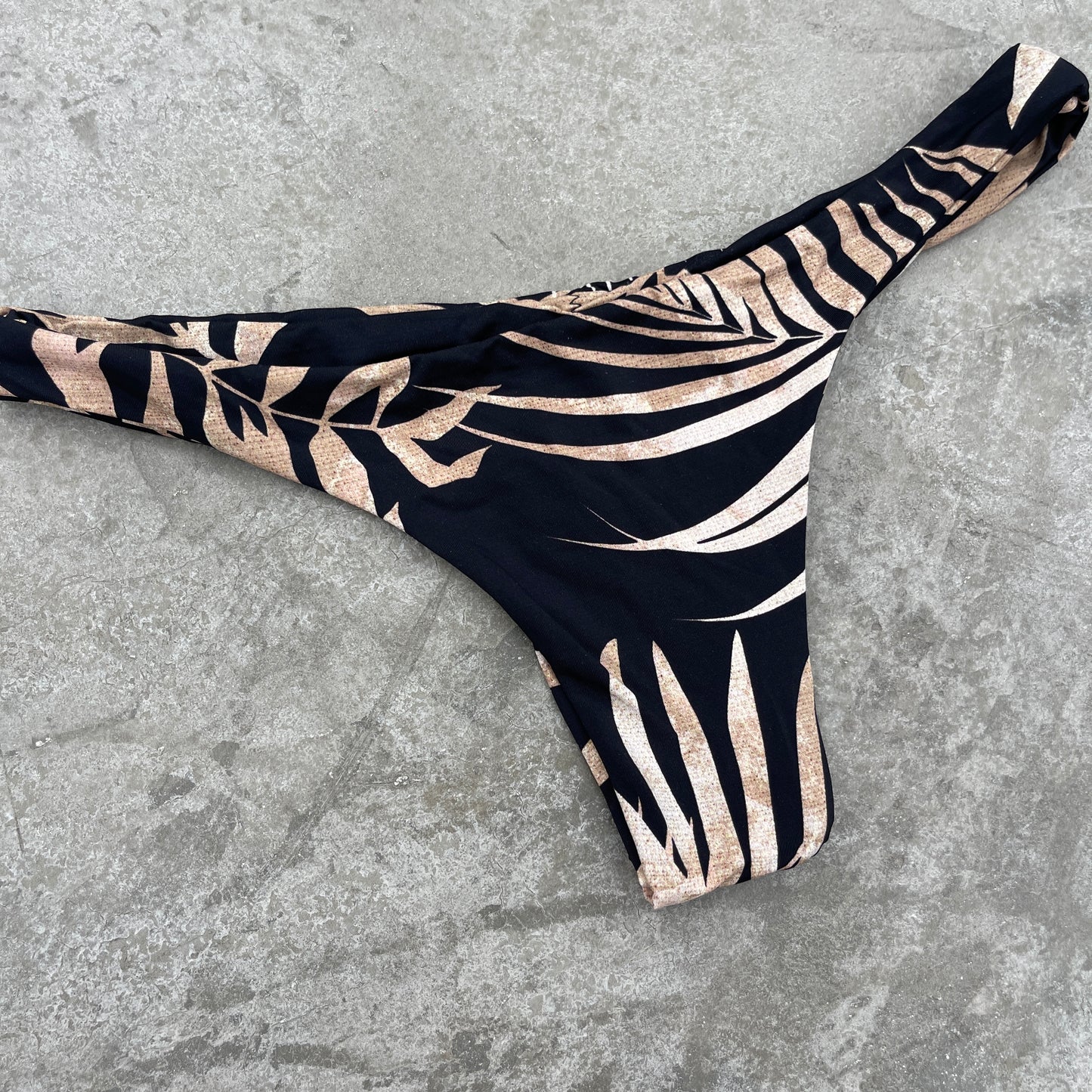 Bleached Leaves Black Kiki Bikini Bottom
