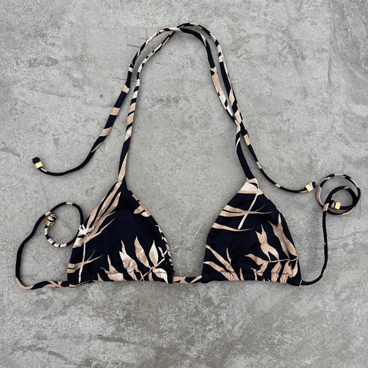 Bleached Leaves Black Triangle Bikini Top