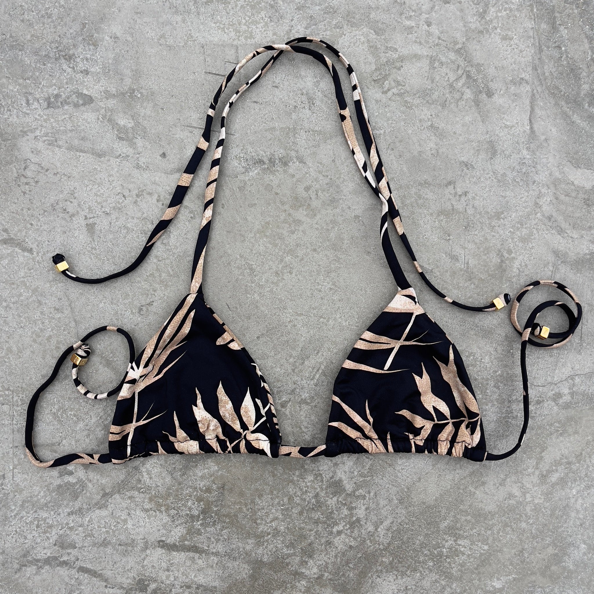 Bleached Leaves Black Triangle Bikini Top – MyBrazilianShop