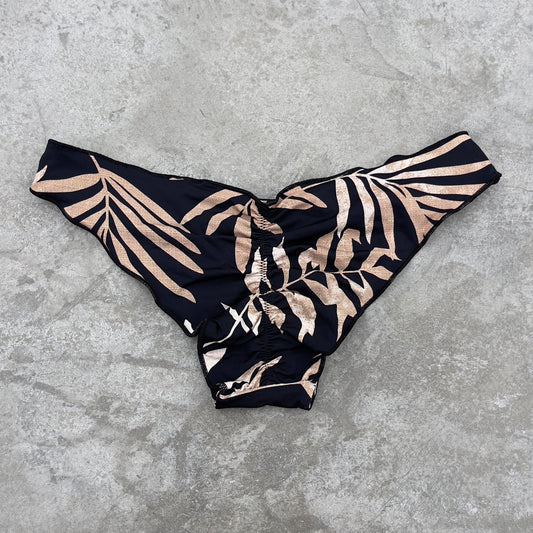Bleached Leaves Black Lili Ripple Bikini Bottom