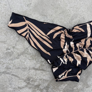 Bleached Leaves Black Lili Ripple Bikini Bottom