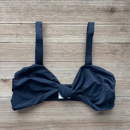 Light Black Retro Knotted Bikini Top