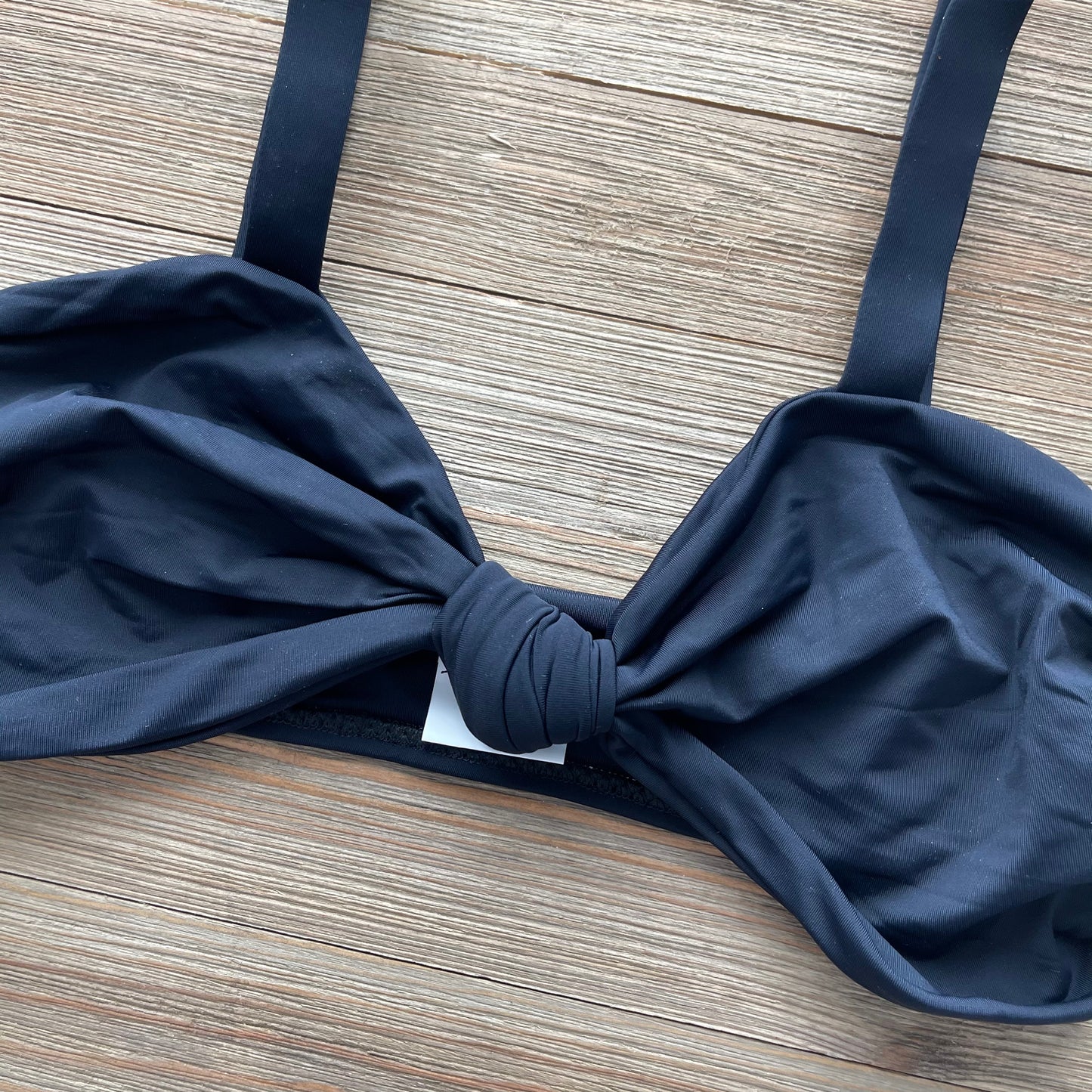 Light Black Retro Knotted Bikini Top