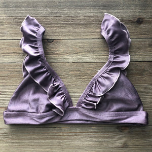 Lavender Triangle With Frills Bralette Top