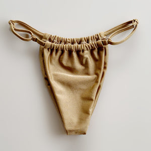 Almond Bronze Tanga Curtain Bikini Bottom