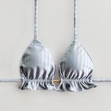 Load image into Gallery viewer, Silver Striped Triangle Bikini Top
