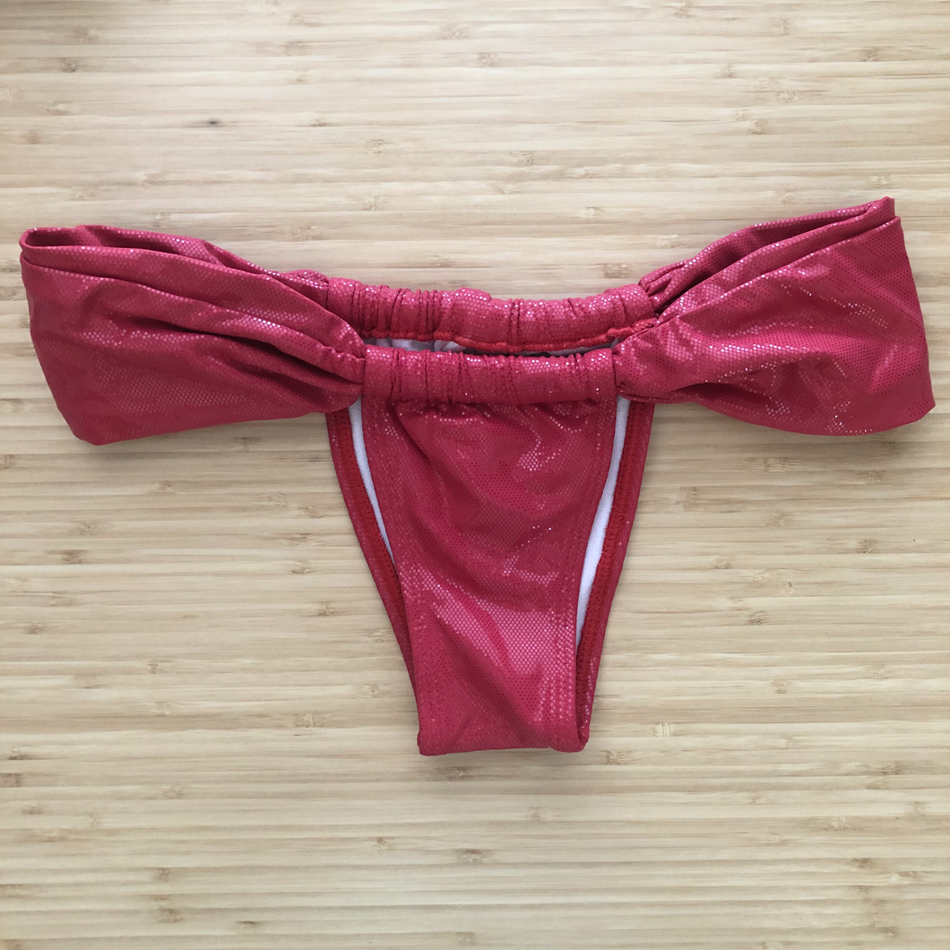 Shiny Red Curtain Bikini Bottom